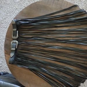 Western double buckle fringe belt